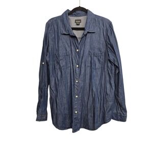 Simply Emma 2X Blue Chambray Denim Button Down Coastal Grandma‎ Casual Capsule
